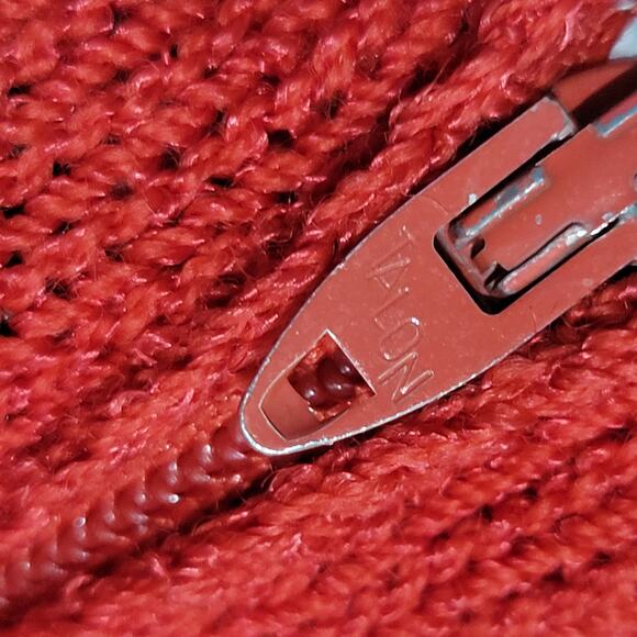 Vintage St John Top Red Sweater Santana Knit Puff Sleeve 80s Marie Gray Size 4 - Picture 13 of 16